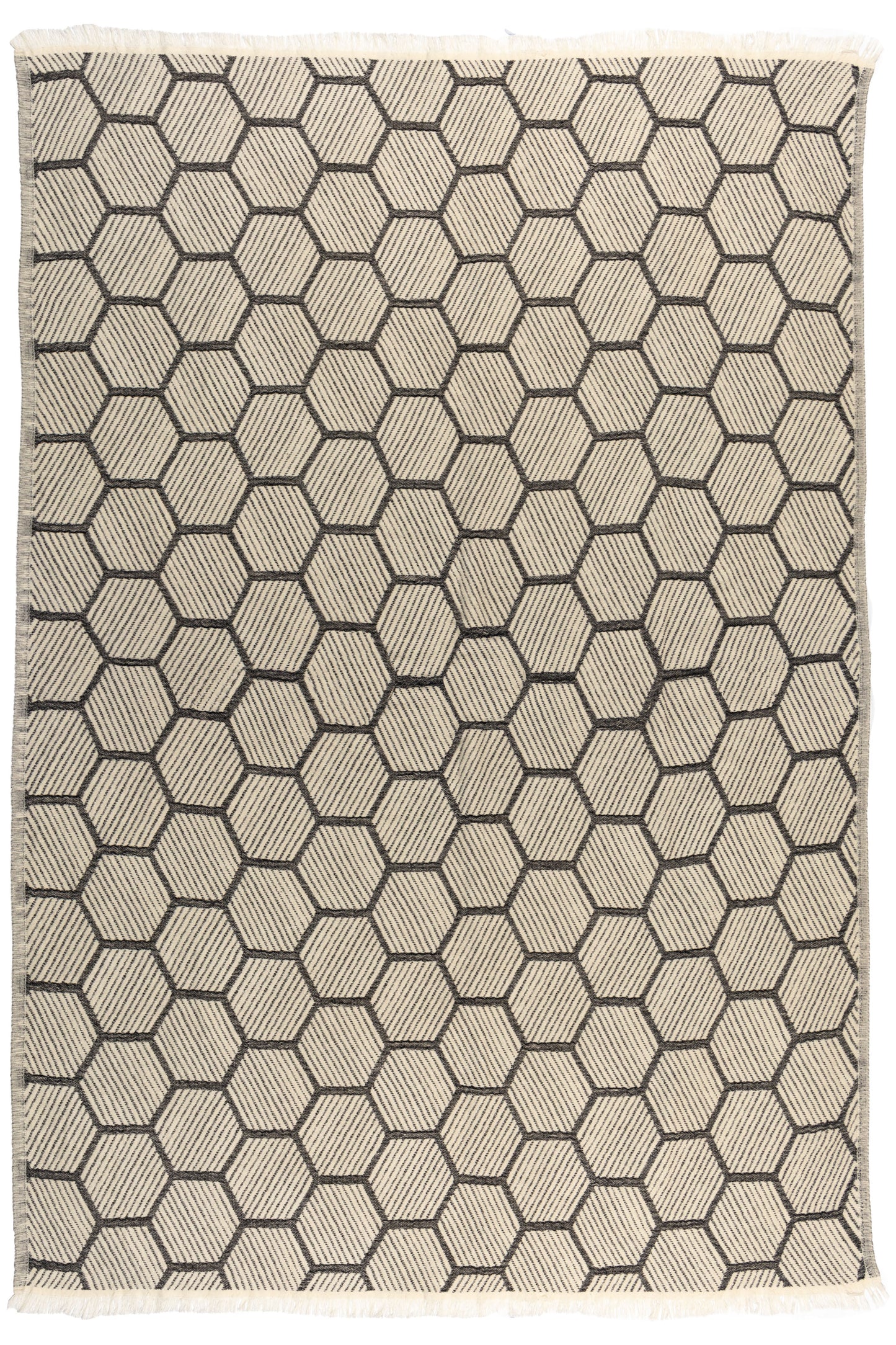Hive Cotton Throw Blanket in Black and Cream