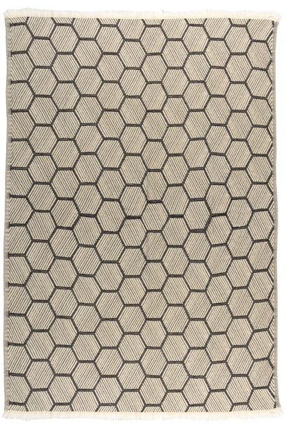Hive Cotton Throw Blanket in Black and Cream