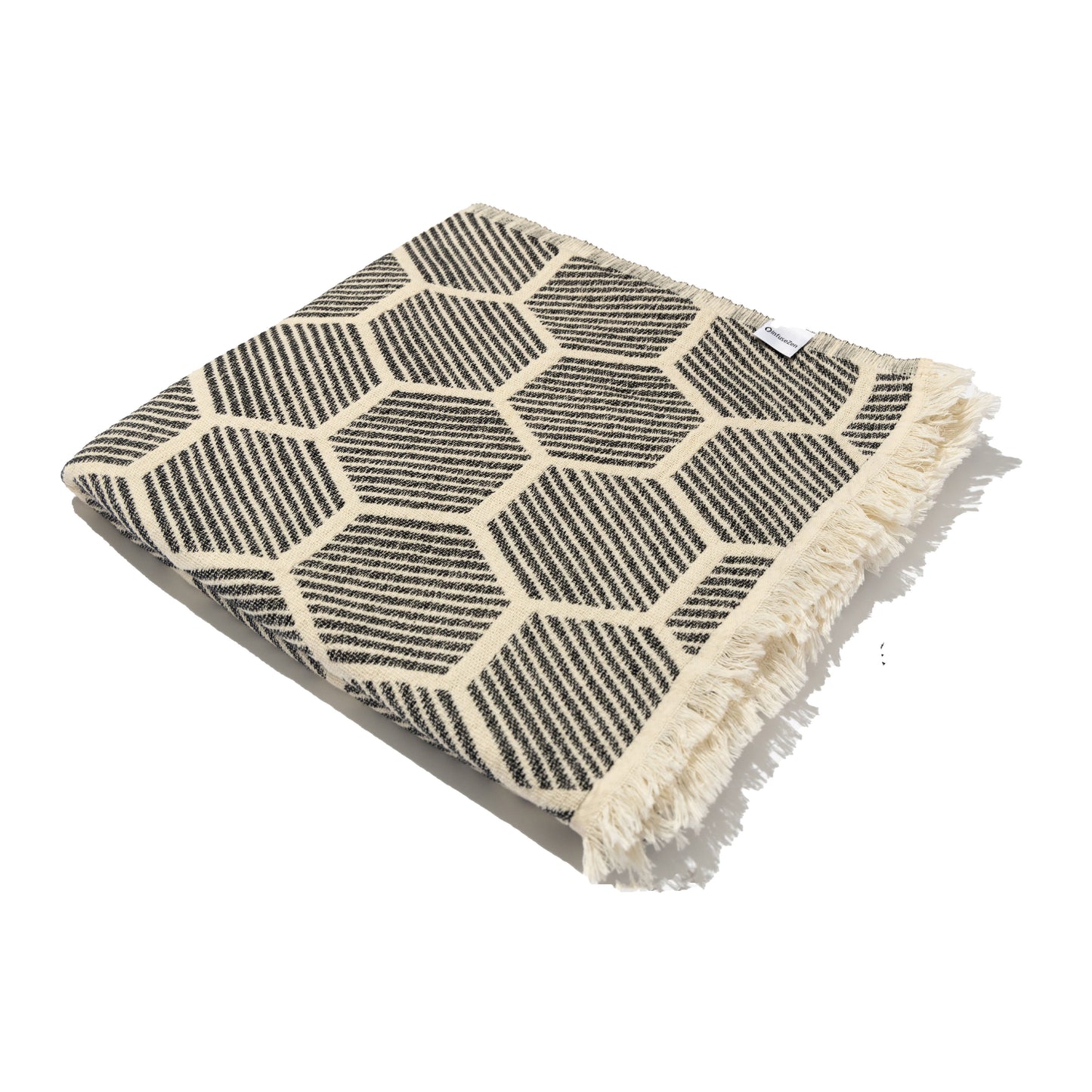 Hive Cotton Throw Blanket in Black and Cream