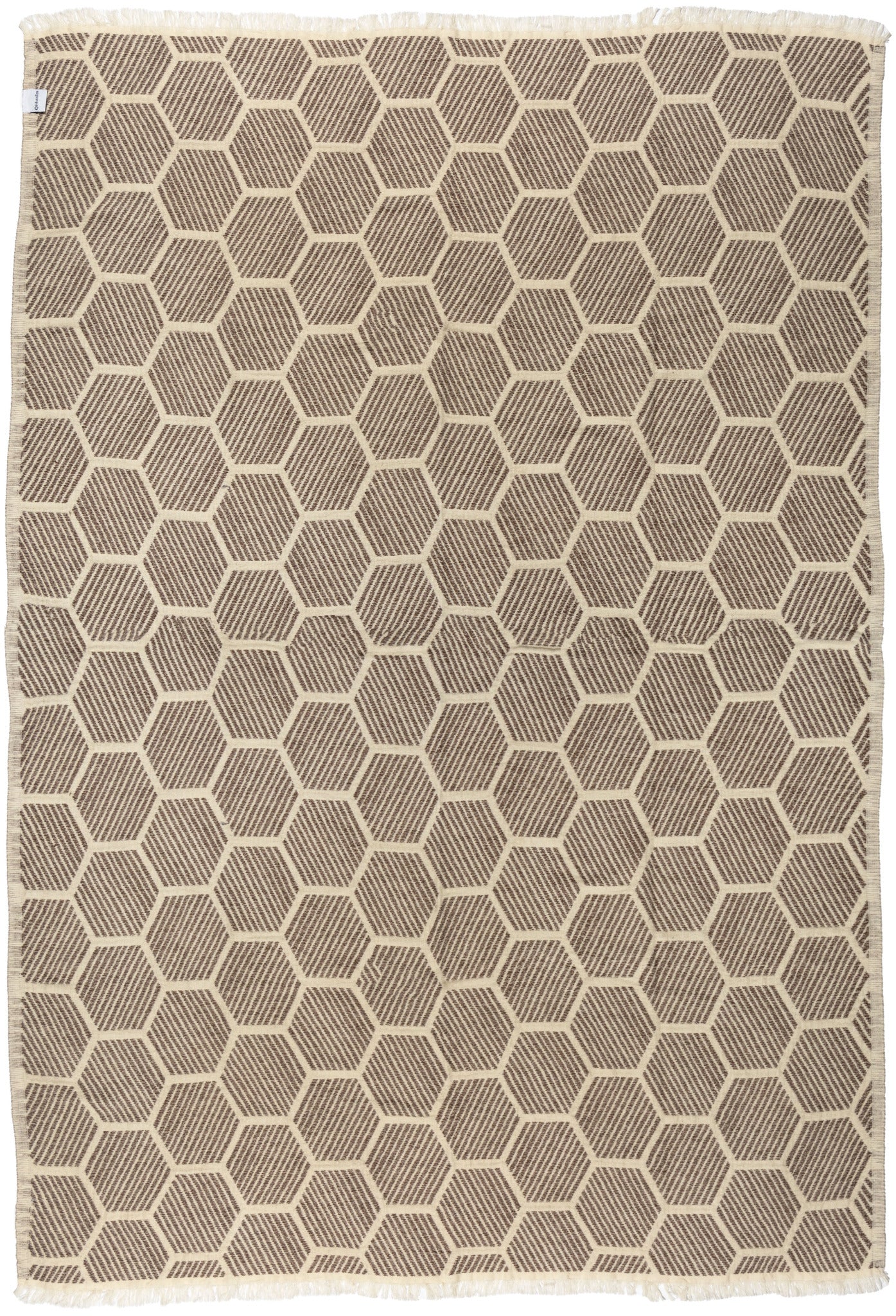 Hive Cotton Throw Blanket in Brown and Cream