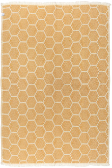  Hive Cotton Throw Blanket in Golden Yellow and Cream