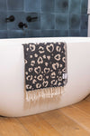 Leopard Heart Organic Turkish Towel in Black
