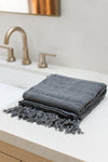 Stonewashed Turkish Towel in Faded Black / Charcoal Grey
