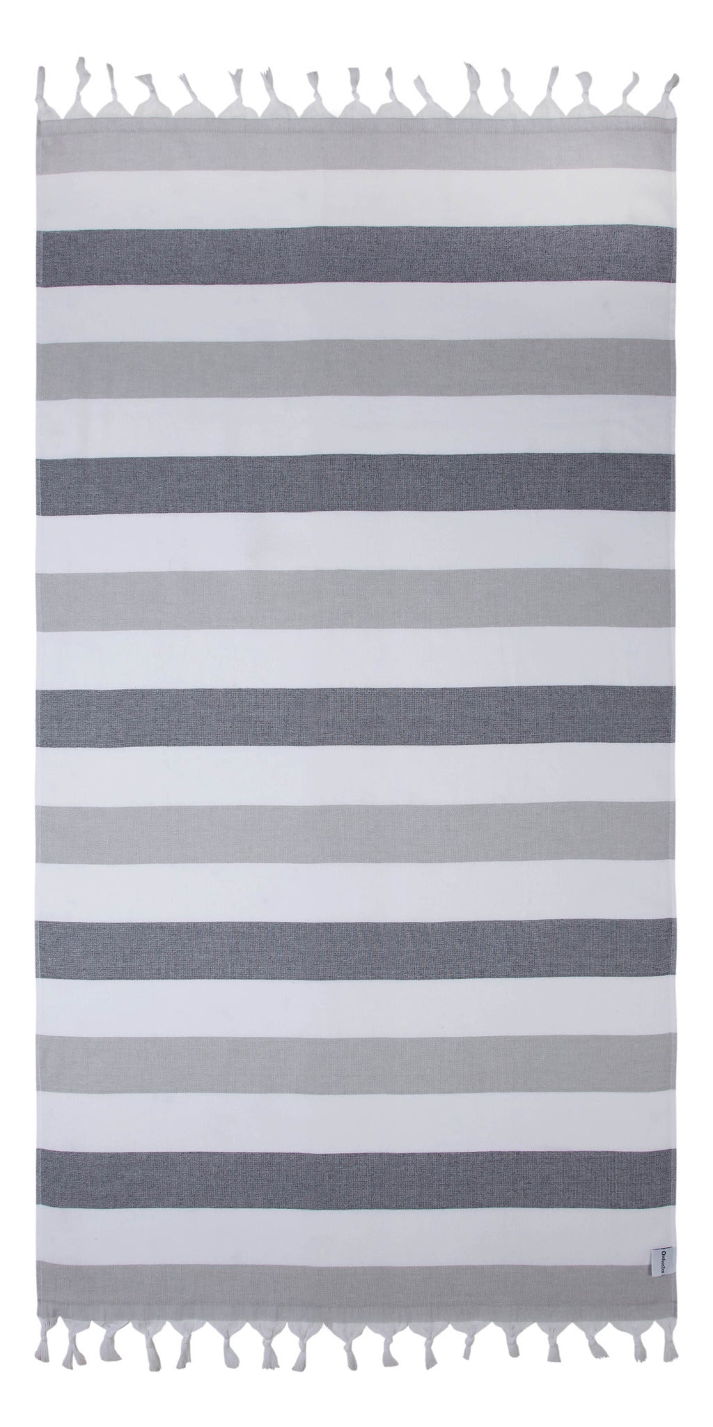 Kapris Striped Turkish Towel with Soft Terry Cloth Back in Grey and White