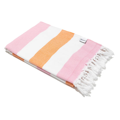 OUTLET SALE - Kapris Terry Lined Turkish Towel in Orange and Pink