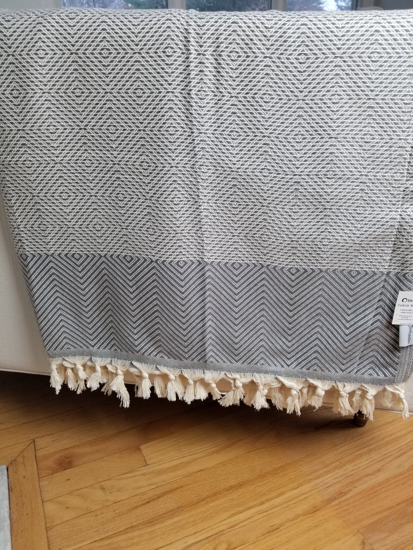 OUTLET SALE - Diamond Weave Turkish Cotton Throw Blanket in Grey