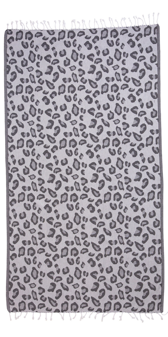 Leopard Turkish Towel Peshtemal in Black