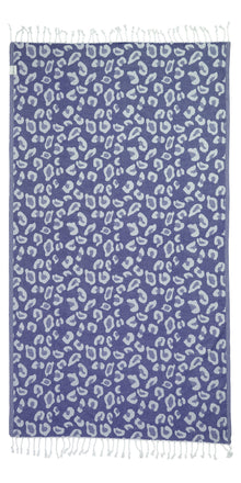  CLEARANCE - Leopard Turkish Towel Peshtemal in Indigo