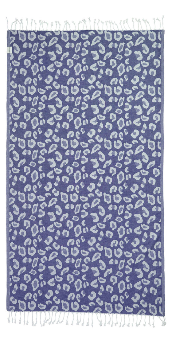 CLEARANCE - Leopard Turkish Towel Peshtemal in Indigo
