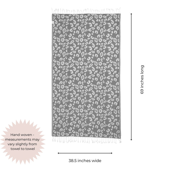 Leopard Turkish Towel Peshtemal in Grey