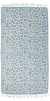 Leopard Heart Organic Turkish Towel in Blue