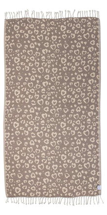  Leopard Heart Organic Turkish Towel in Brown