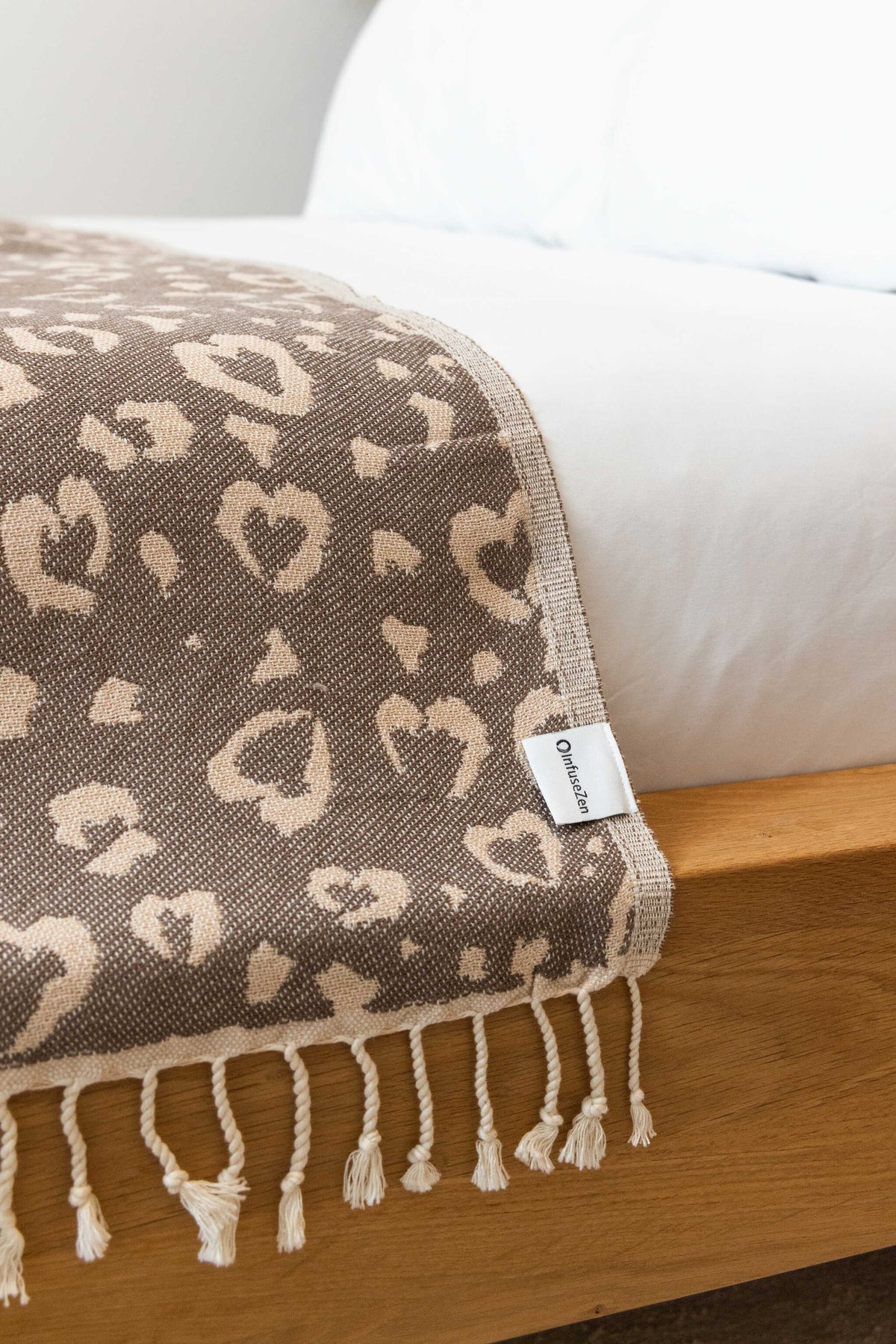 Leopard Heart Matching Blanket & Towel Bundle – Brown (1 Blanket + 2 Towels)