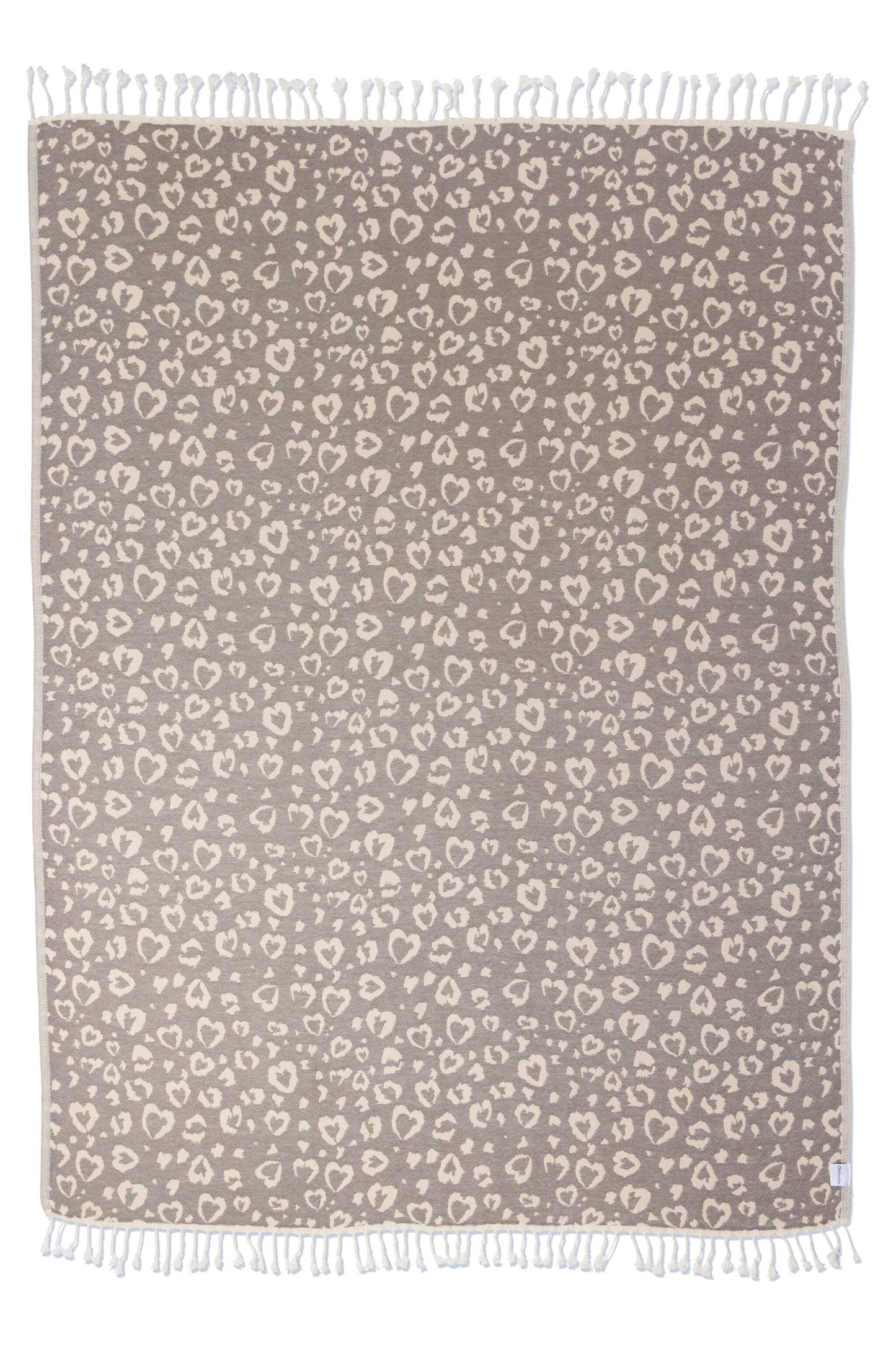 Leopard Heart Organic Cotton Medium Weight Throw Blanket in Brown & Natural