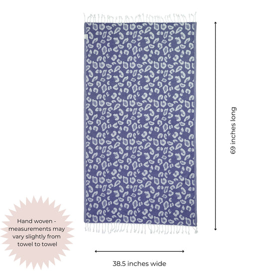 CLEARANCE - Leopard Turkish Towel Peshtemal in Indigo