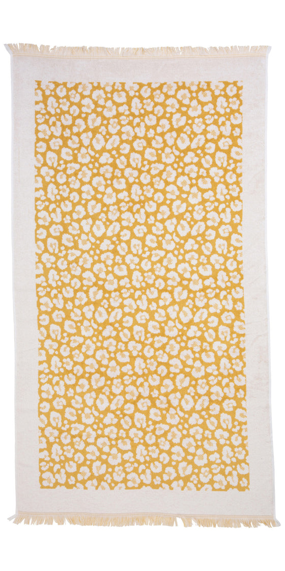 CLEARANCE - Leopard Full Terry Turkish Towel in Golden Honey