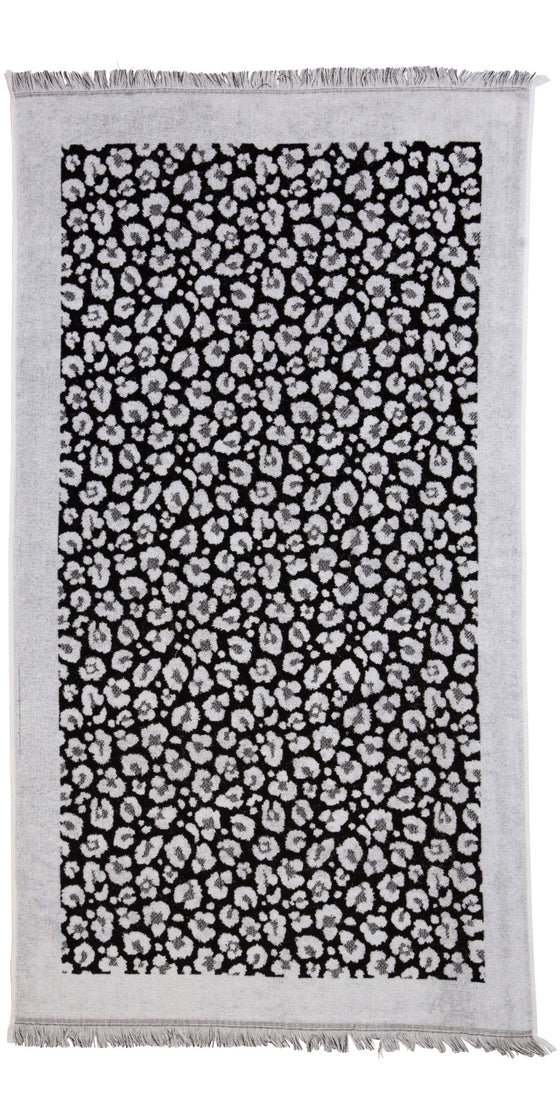 CLEARANCE - Leopard Full Terry Turkish Towel in Black