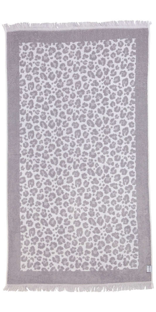 Leopard Full Terry Turkish Towel in Grey
