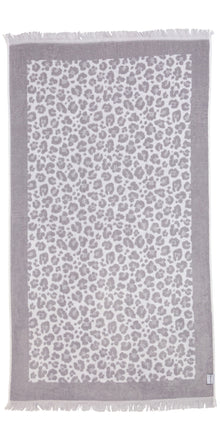  CLEARANCE - Leopard Full Terry Turkish Towel in Grey