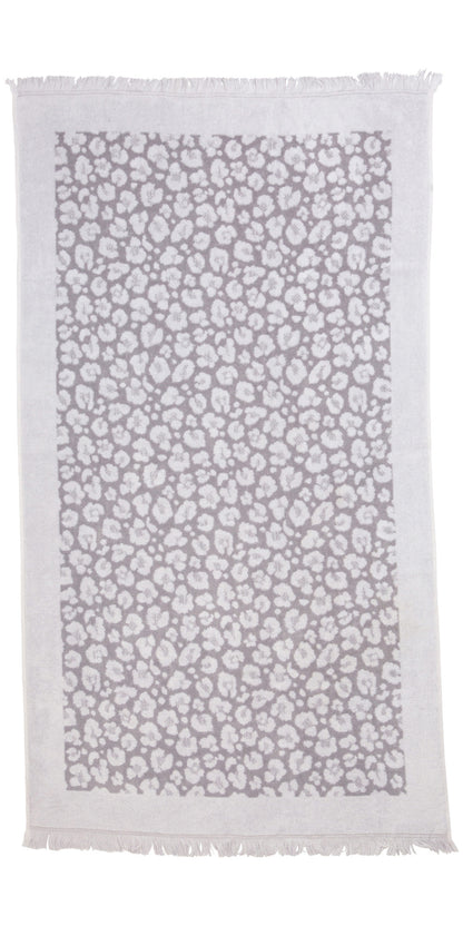 Leopard Full Terry Turkish Towel in Grey