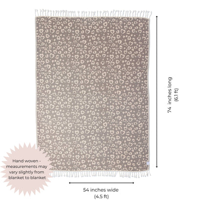 Leopard Heart Matching Blanket & Towel Bundle – Brown (1 Blanket + 2 Towels)