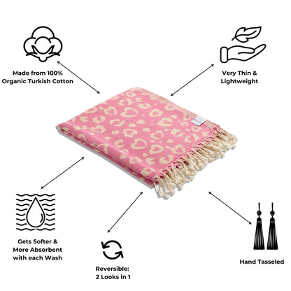 Girls Trip Bundle - Set of 4 Patterned Towels - Rose, Leopard Heart, Hibiscus and Celestial