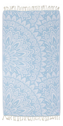  Mandala Organic Turkish Towel in Light Blue