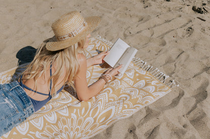 Mandala Organic Turkish Towel in Mustard Yellow