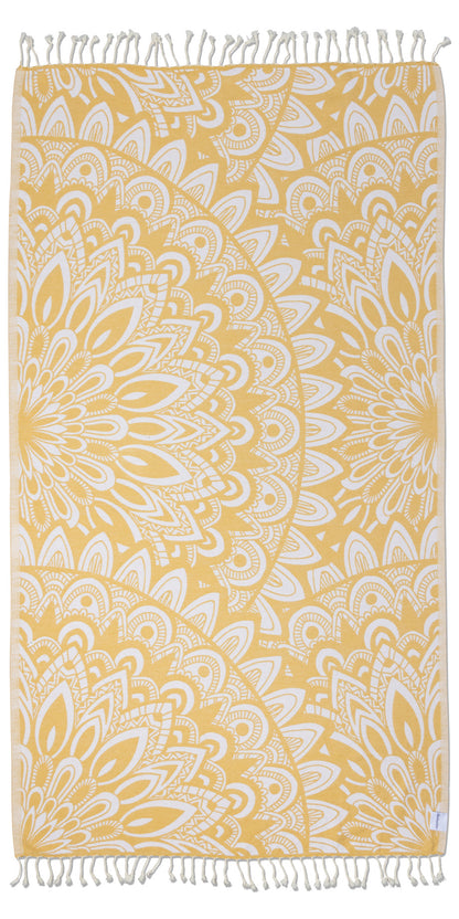 Mandala Organic Turkish Towel in Mustard Yellow