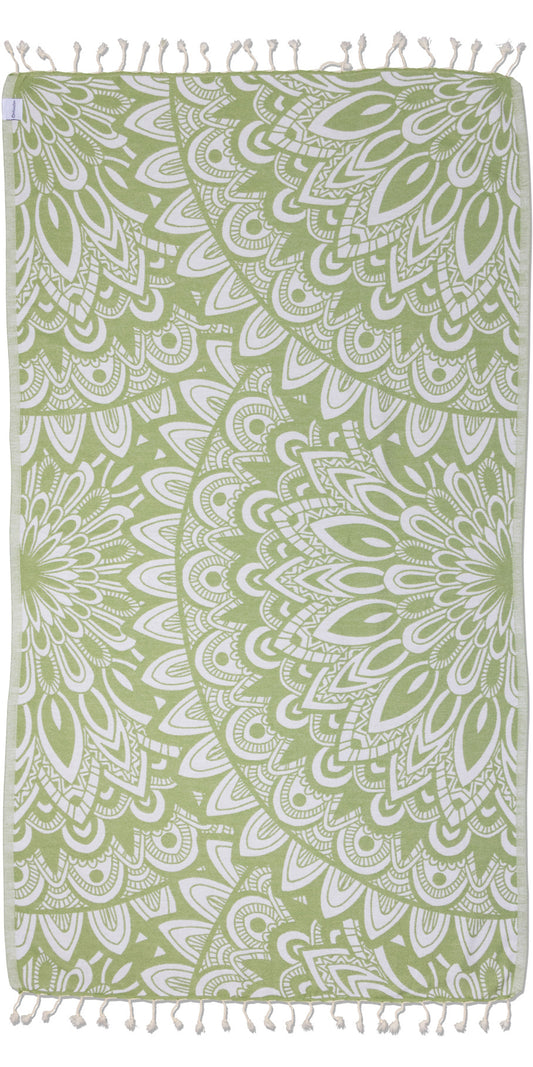 Mandala Organic Turkish Towel in Olive Green