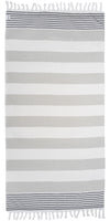 Marine Striped Turkish Towel with Soft Terry Cloth Back in Grey & Black