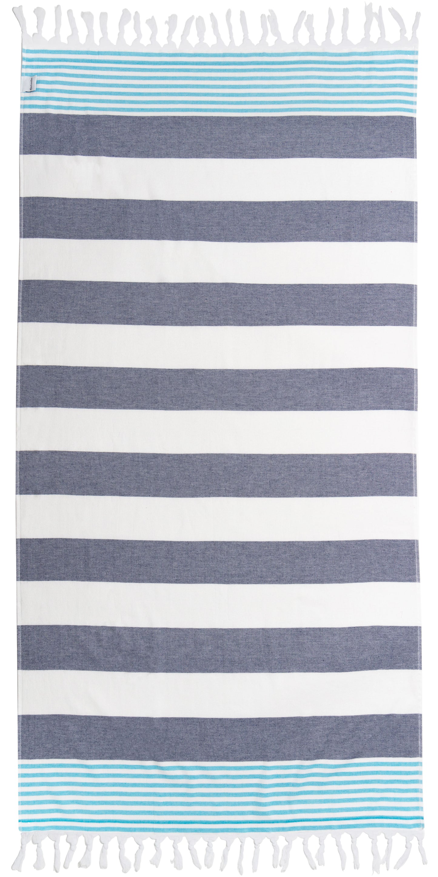 Marine Striped Turkish Towel with Soft Terry Cloth Back in Navy & Blue