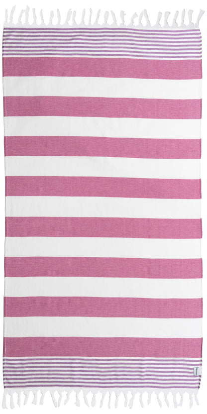 OUTLET SALE - Marine Terry Lined Turkish Towel in Pink and Purple