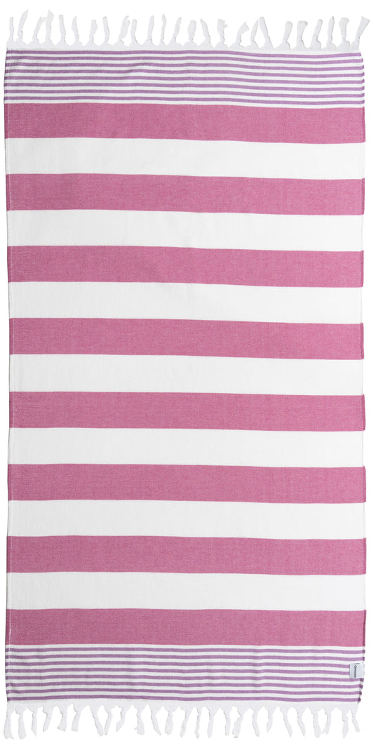 OUTLET SALE - Marine Terry Lined Turkish Towel in Pink and Purple