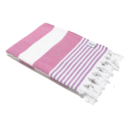OUTLET SALE - Marine Terry Lined Turkish Towel in Pink and Purple