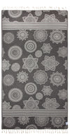 CLEARANCE - Mandala Flower Sand Resistant Turkish Towel in Black
