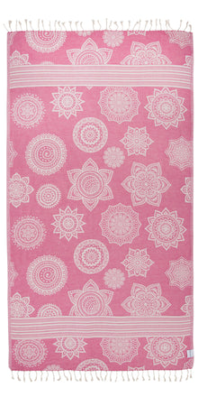  CLEARANCE - Mandala Flower Sand Resistant Turkish Towel in Fuchsia