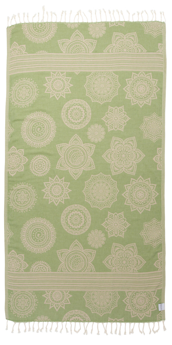 CLEARANCE - Mandala Flower Sand Resistant Turkish Towel in Olive
