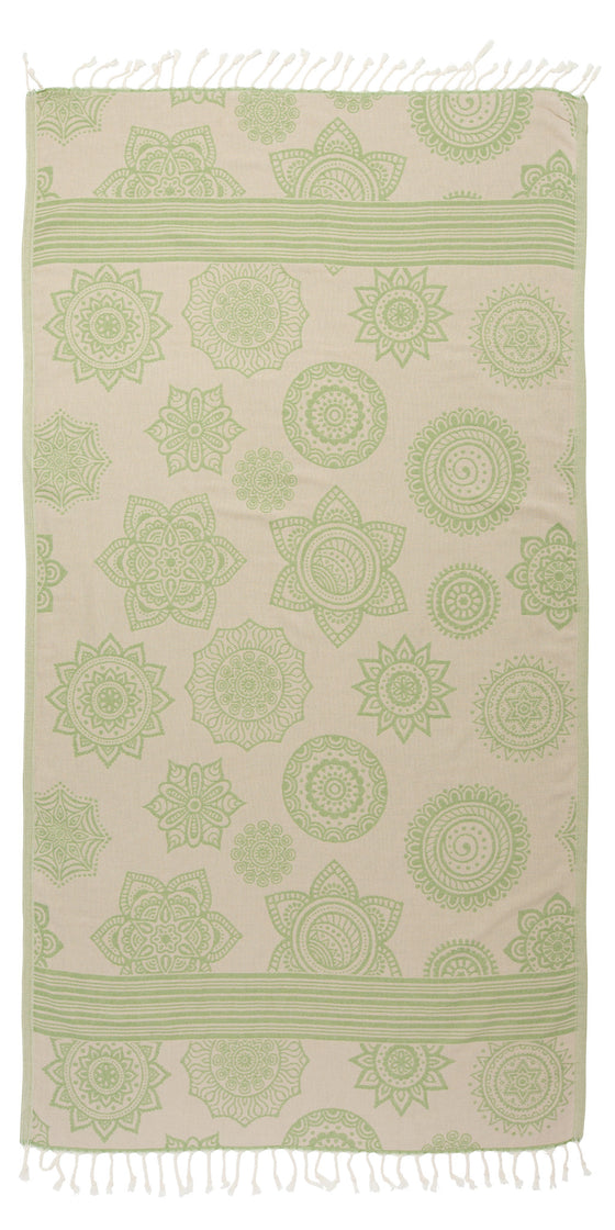 Mandala Flower Sand Resistant Turkish Towel in Olive