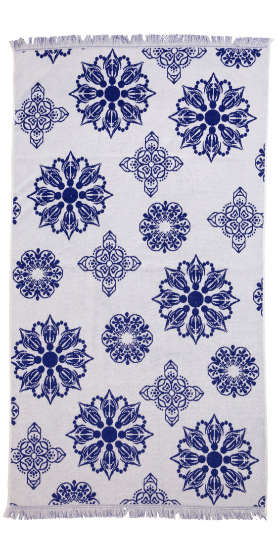 CLEARANCE - Mandala Full Terry Turkish Towel in Blue
