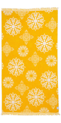 CLEARANCE - Mandala Full Terry Turkish Towel in Golden Yellow