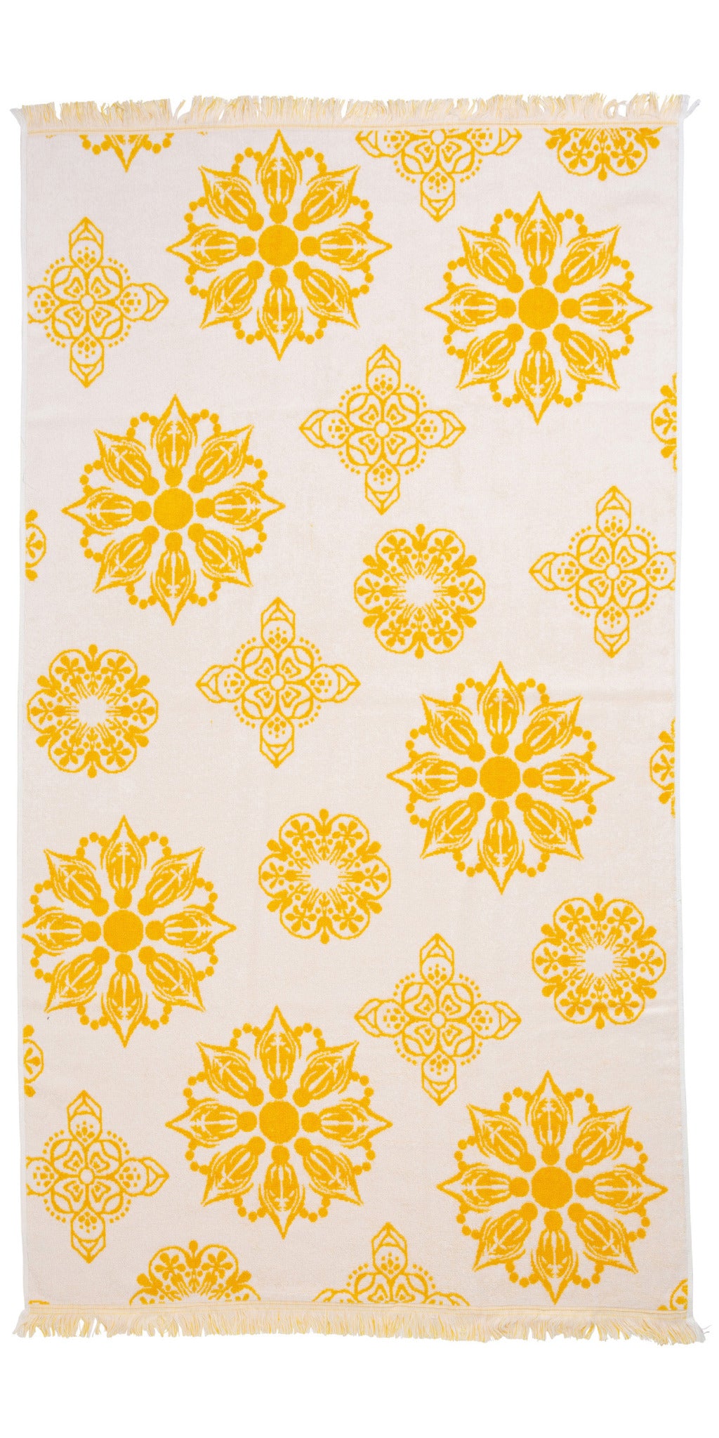 Mandala Full Terry Turkish Towel in Golden Yellow