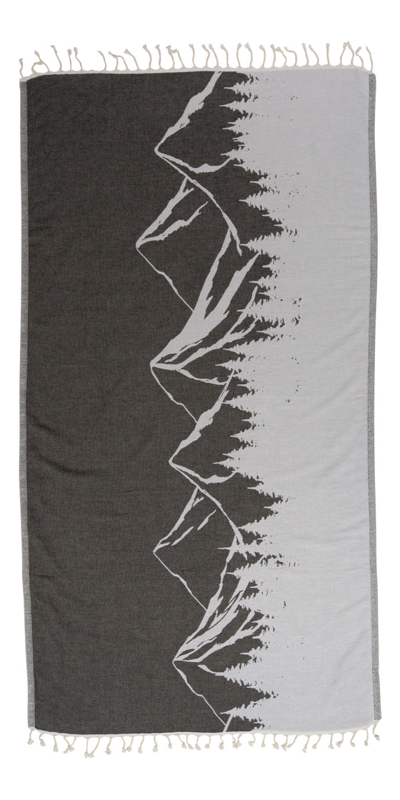 Mountain 100% Cotton Reversible Turkish Towel in Black