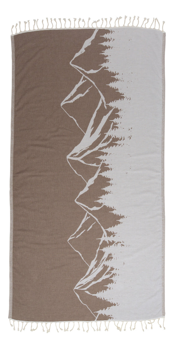 Mountain 100% Cotton Reversible Turkish Towel in Brown