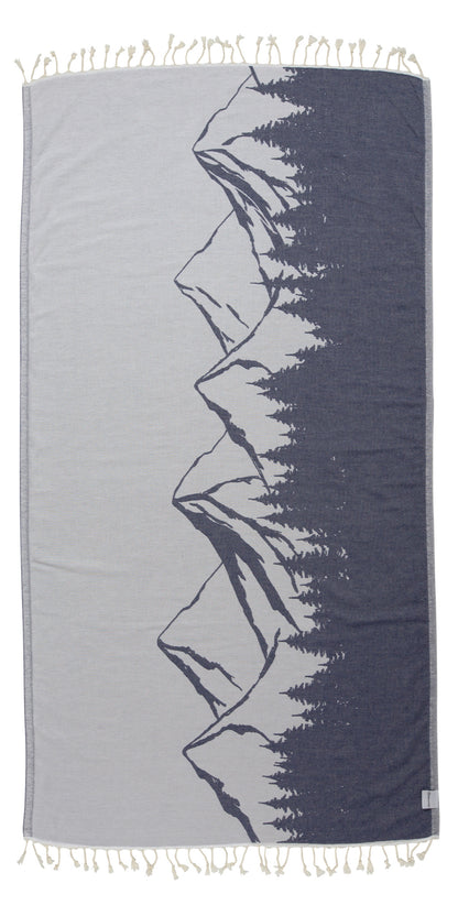 Mountain 100% Cotton Reversible Turkish Towel in Navy