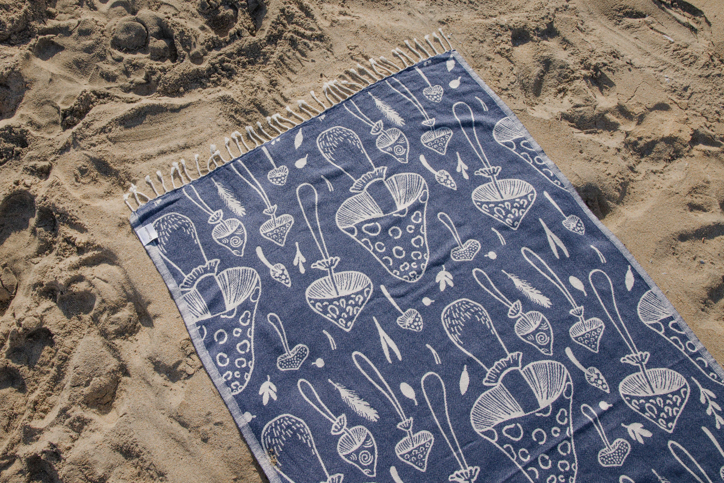 Mushroom Organic Turkish Towel in Navy