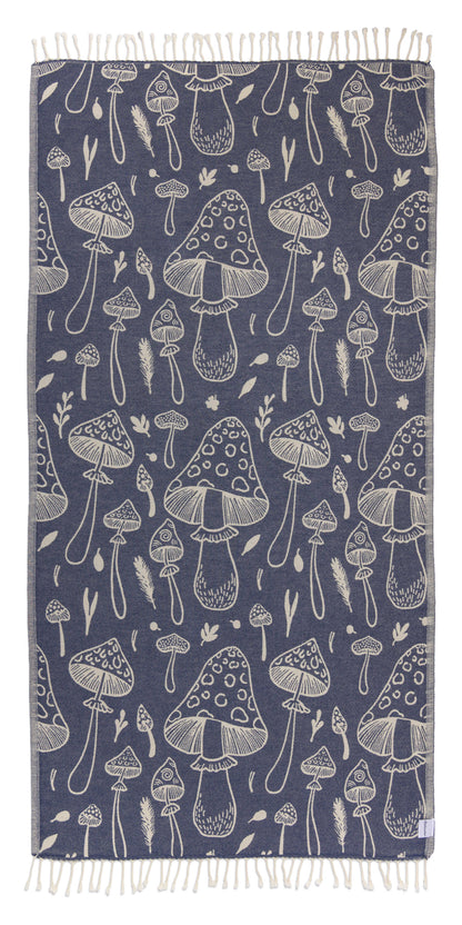 Mushroom Organic Turkish Towel in Navy