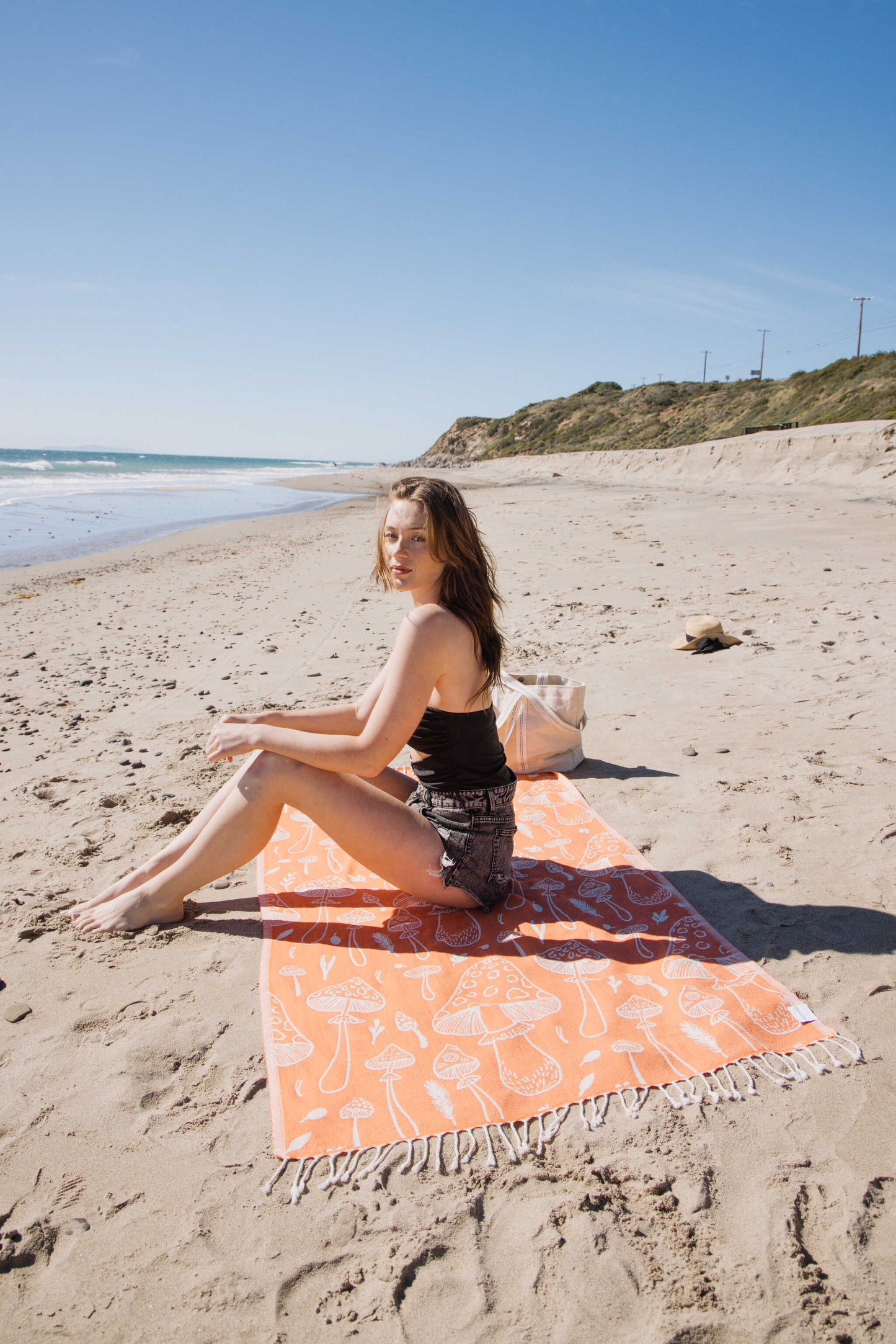 Mushroom Organic Turkish Towel in Orange