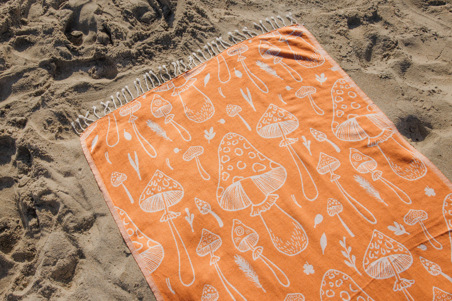 Mushroom Organic Turkish Towel in Orange