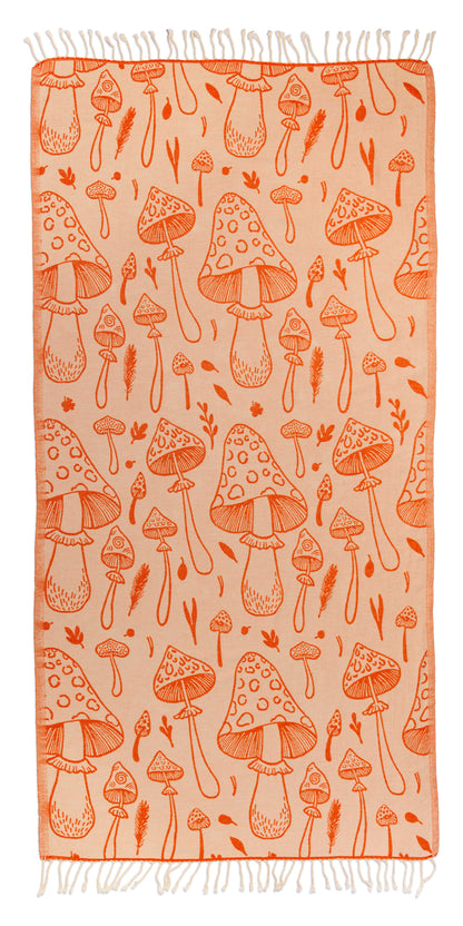 Mushroom Organic Turkish Towel in Orange